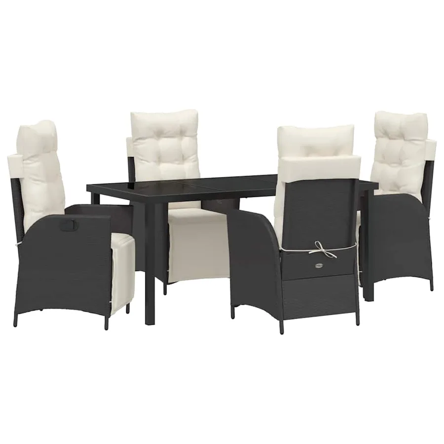 Ensemble de salle à manger pour jardin 5 pcs Noir polyrotin - 2