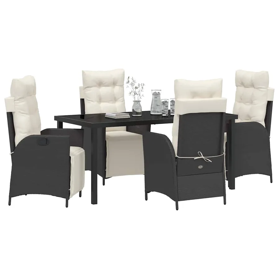 Ensemble de salle à manger pour jardin 5 pcs Noir polyrotin - 3