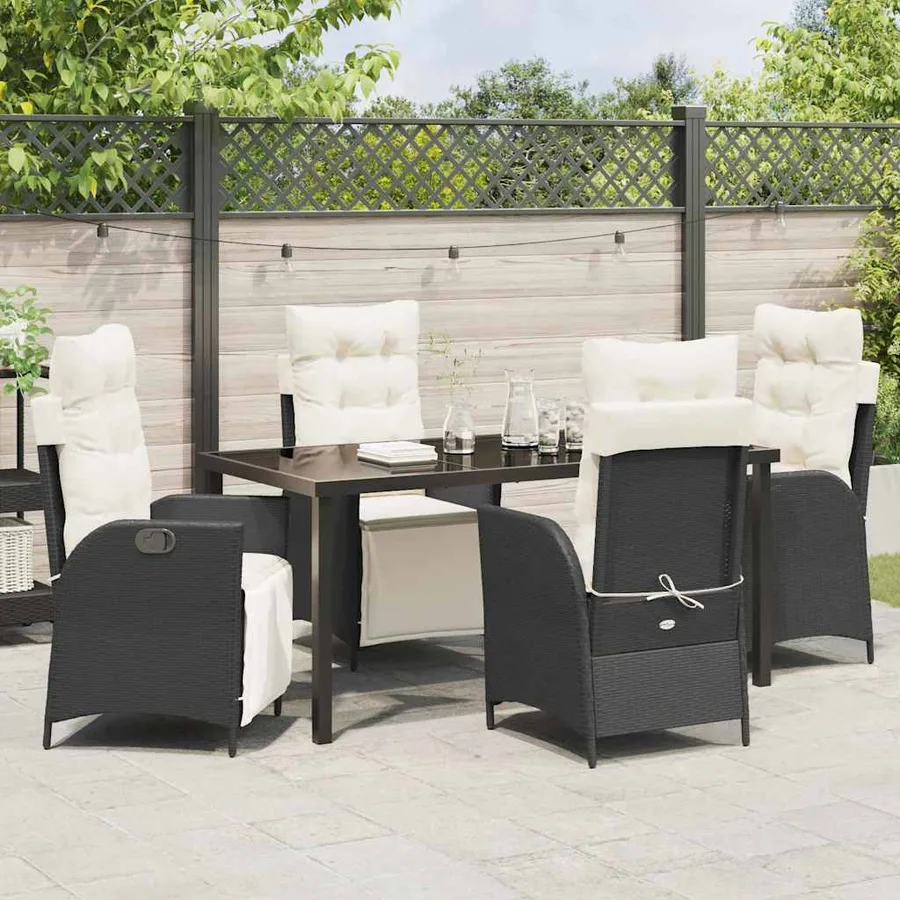 Ensemble de salle à manger pour jardin 5 pcs Noir polyrotin - 4