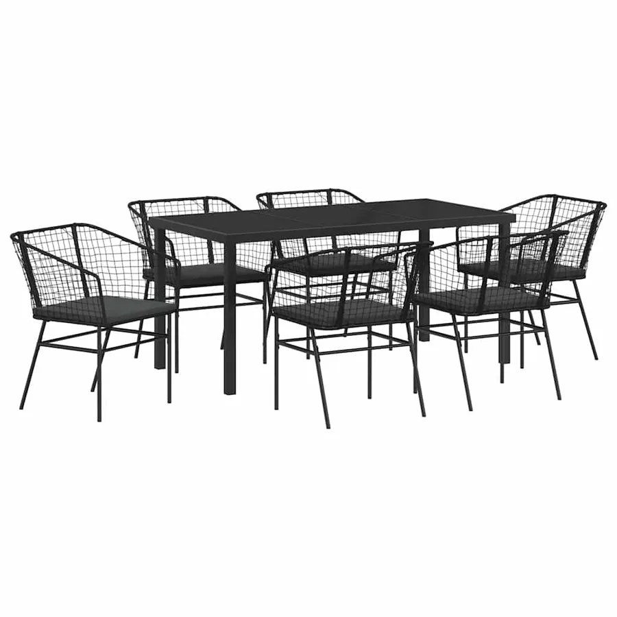 Ensemble de salle à manger pour jardin 7 pcs Noir polyrotin - 2
