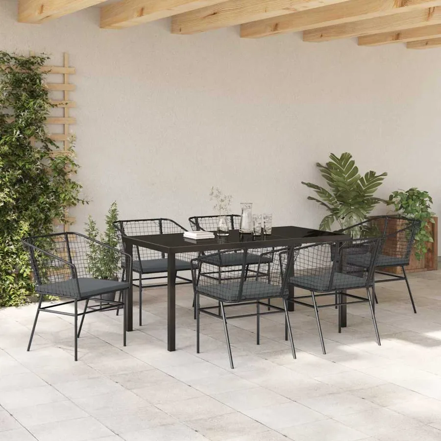Ensemble de salle à manger pour jardin 7 pcs Noir polyrotin - 4