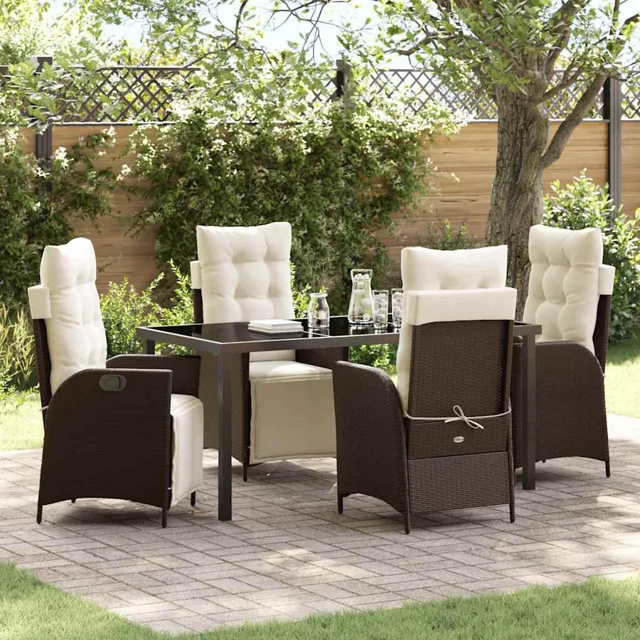 Ensemble de salle à manger pour jardin 5 pcs Marron polyrotin