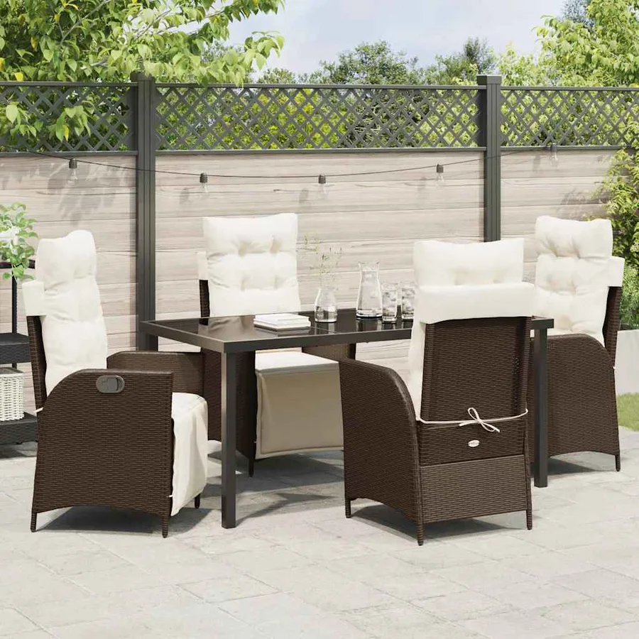 Ensemble de salle à manger pour jardin 5 pcs Marron polyrotin - 4
