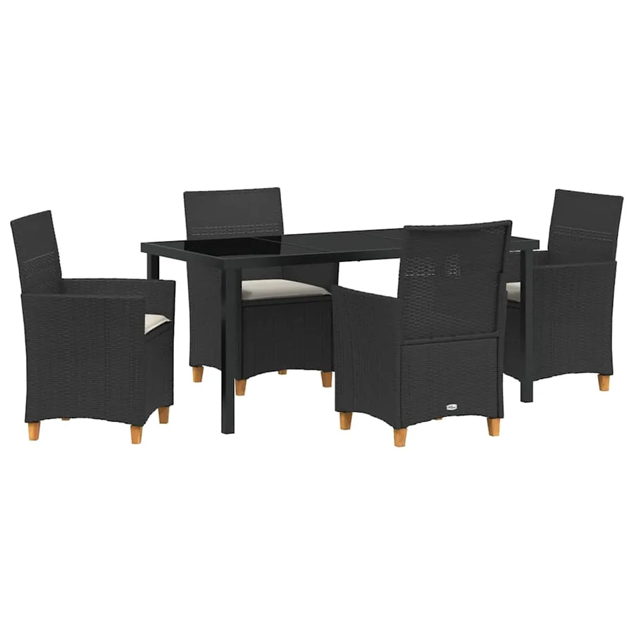 Ensemble de salle à manger pour jardin 5 pcs Noir polyrotin - 2