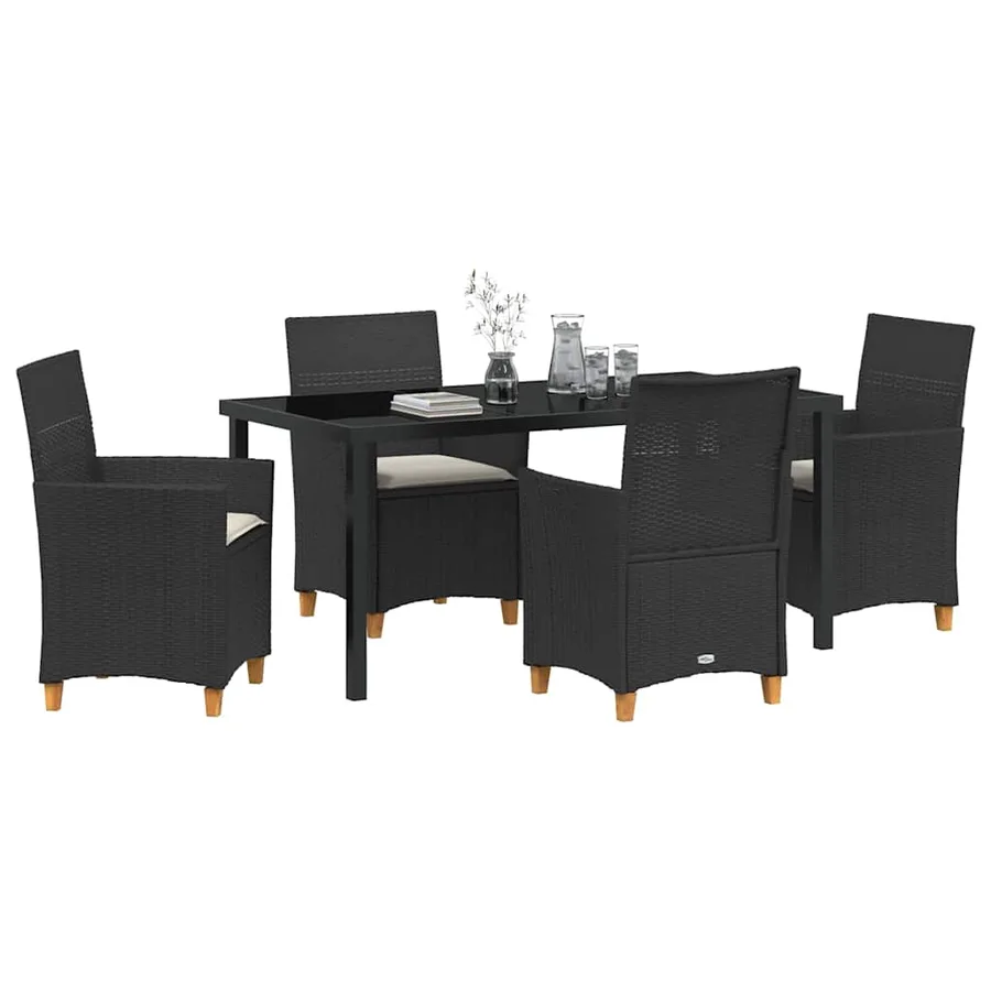 Ensemble de salle à manger pour jardin 5 pcs Noir polyrotin - 3