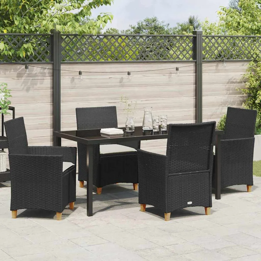 Ensemble de salle à manger pour jardin 5 pcs Noir polyrotin - 4