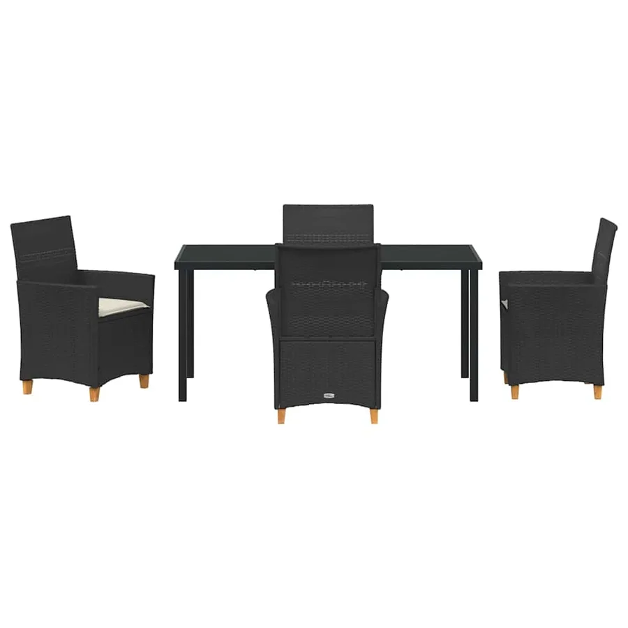 Ensemble de salle à manger pour jardin 5 pcs Noir polyrotin - 7