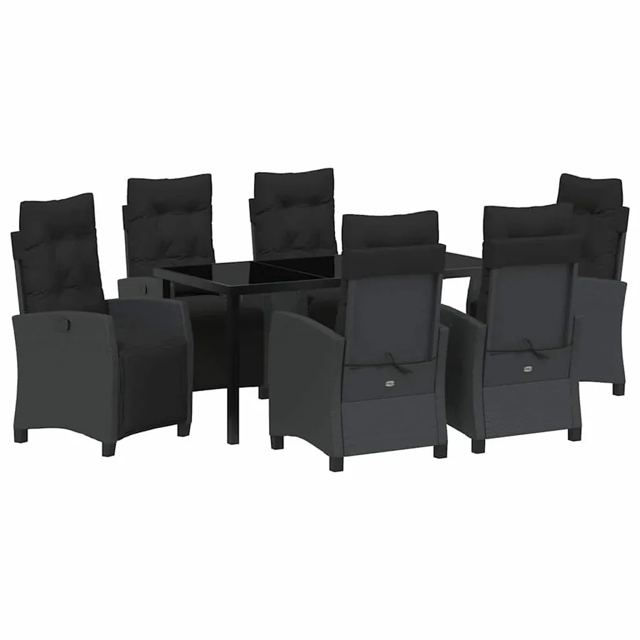 Ensemble de salle à manger pour jardin 7 pcs Noir polyrotin - 2