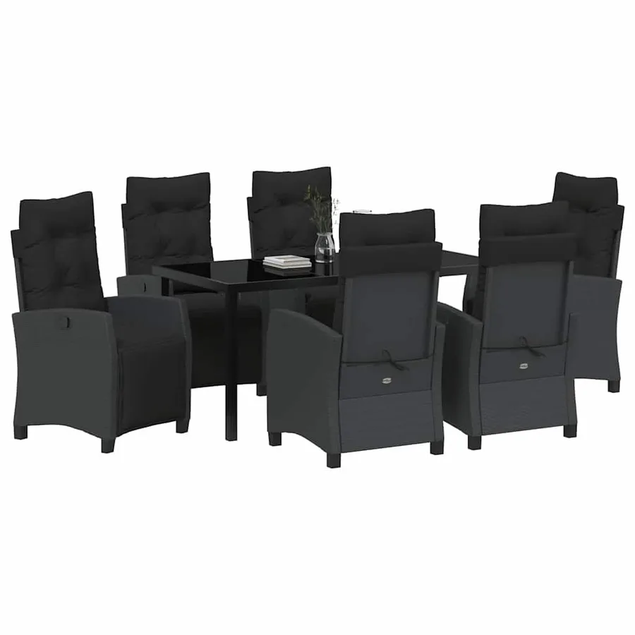 Ensemble de salle à manger pour jardin 7 pcs Noir polyrotin - 3