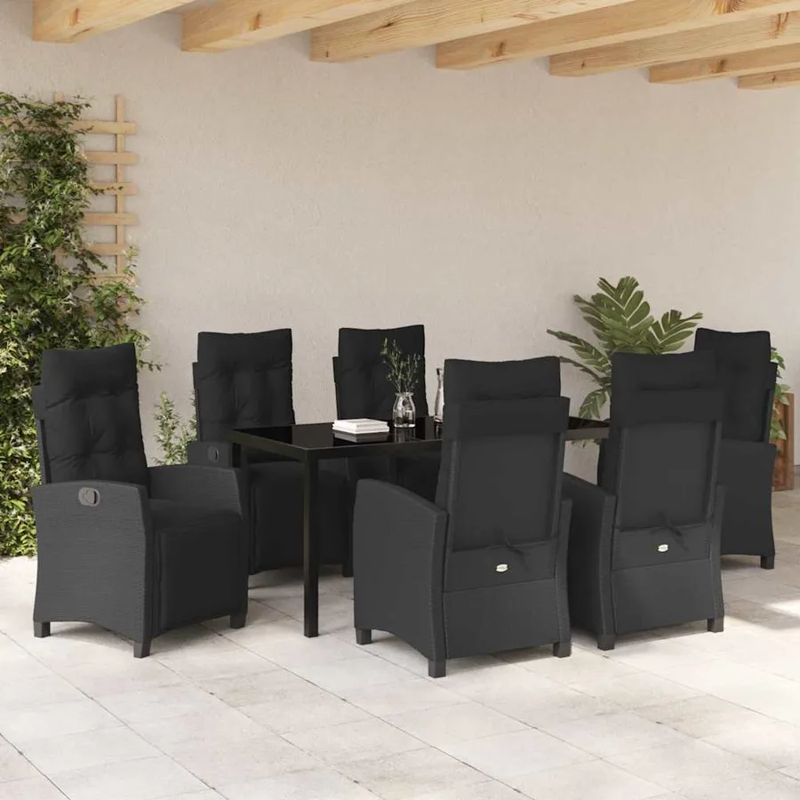 Ensemble de salle à manger pour jardin 7 pcs Noir polyrotin - 4