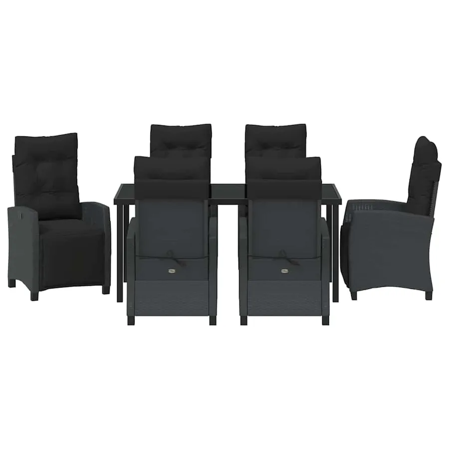 Ensemble de salle à manger pour jardin 7 pcs Noir polyrotin - 7
