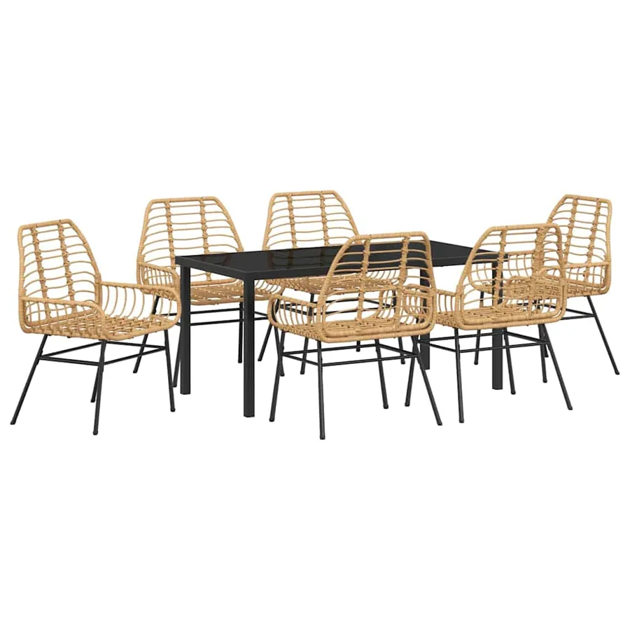 Ensemble de salle à manger pour jardin 7 pcs Marron polyrotin - 2