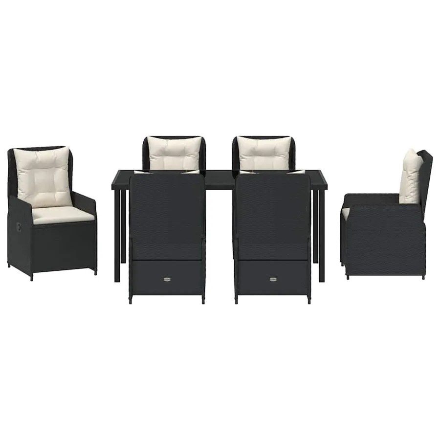 Ensemble de salle à manger pour jardin 7 pcs Noir polyrotin - 7