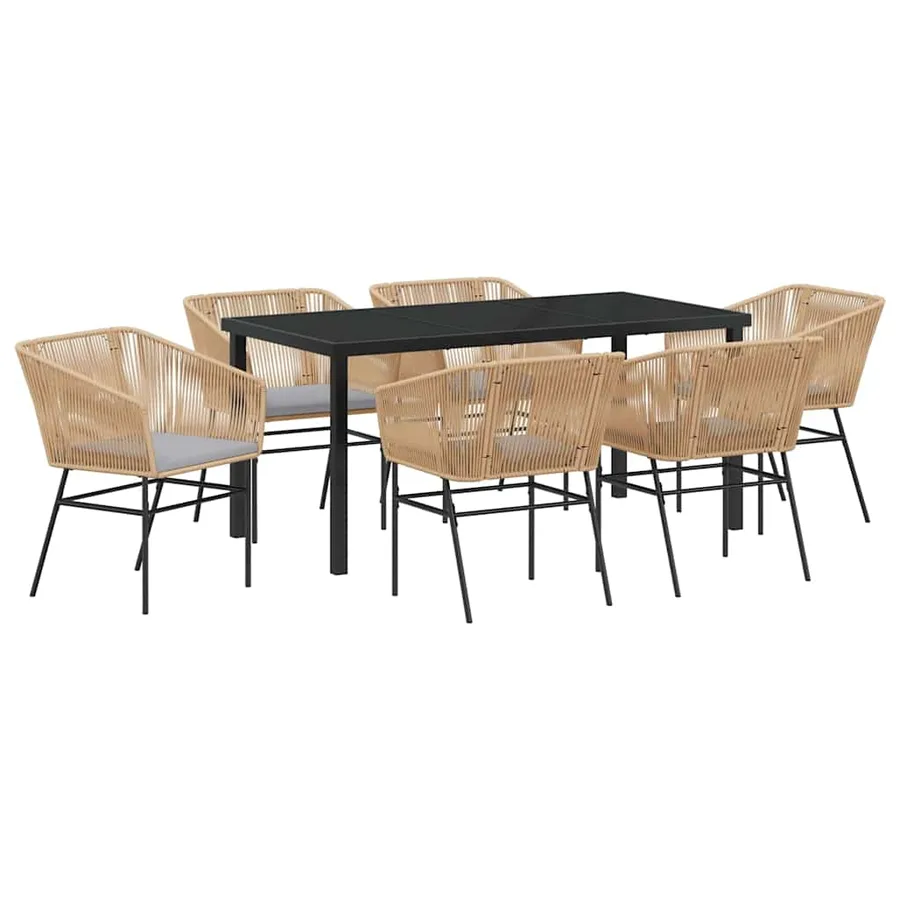 Ensemble de salle à manger pour jardin 7 pcs Marron - 2