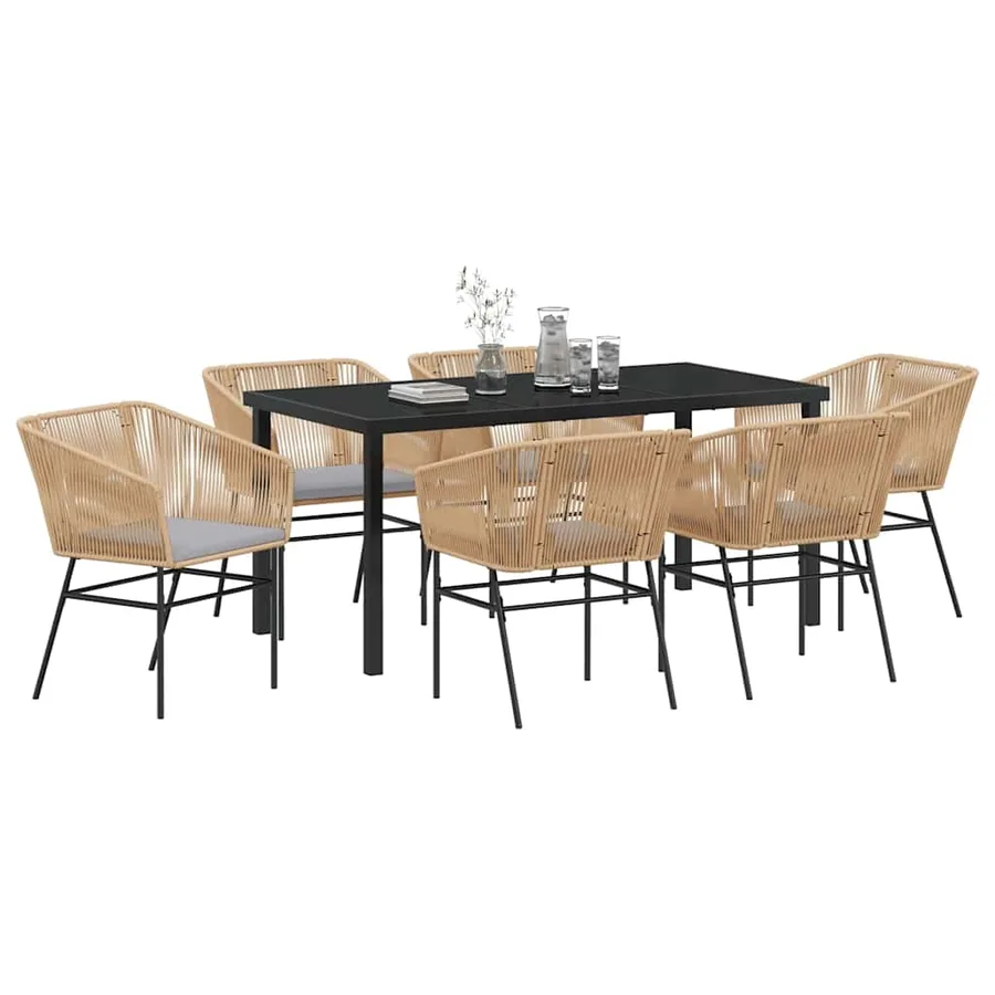 Ensemble de salle à manger pour jardin 7 pcs Marron - 3