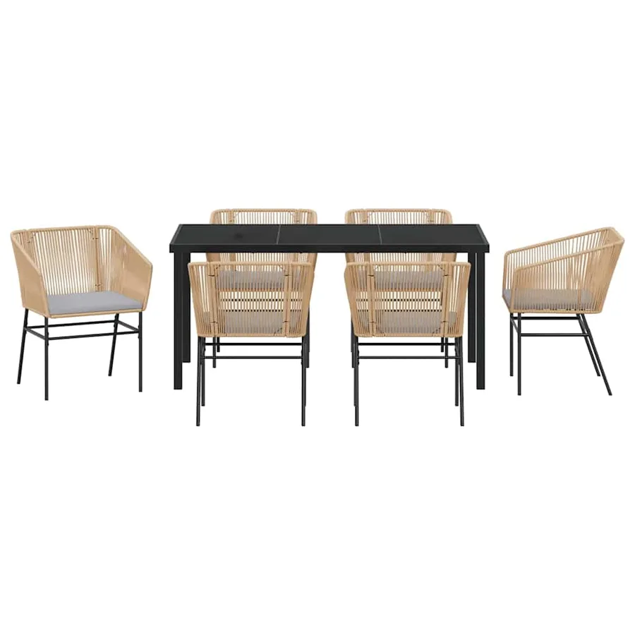 Ensemble de salle à manger pour jardin 7 pcs Marron - 7