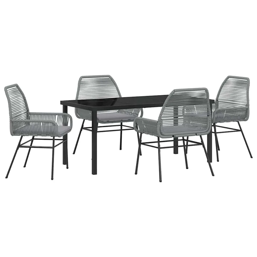 Ensemble de salle à manger pour jardin 5 pcs Gris polyrotin - 2