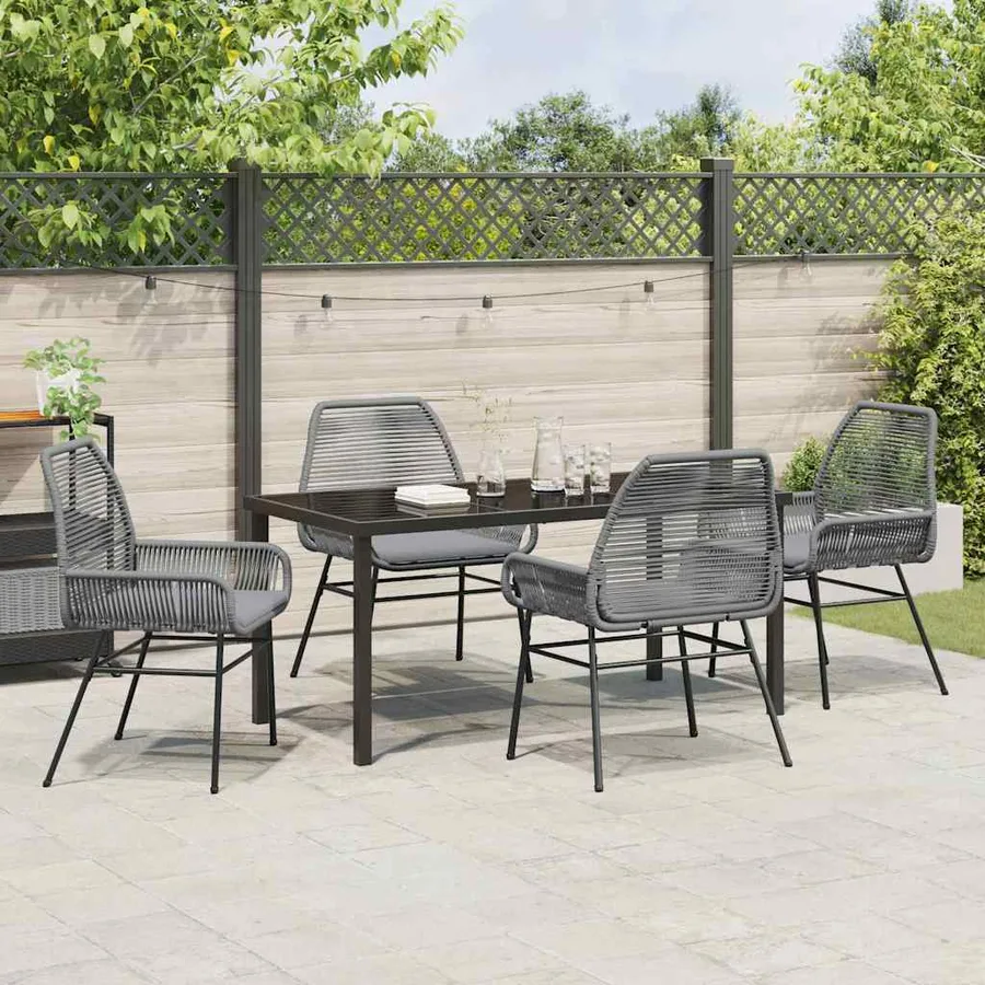 Ensemble de salle à manger pour jardin 5 pcs Gris polyrotin - 4