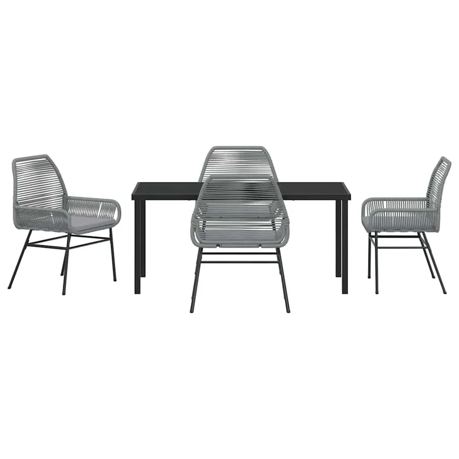 Ensemble de salle à manger pour jardin 5 pcs Gris polyrotin - 7