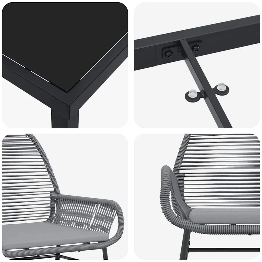 Ensemble de salle à manger pour jardin 5 pcs Gris polyrotin - 9