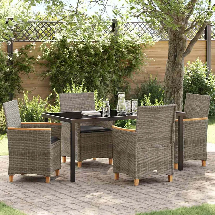 Ensemble de salle à manger pour jardin 5 pcs Gris polyrotin