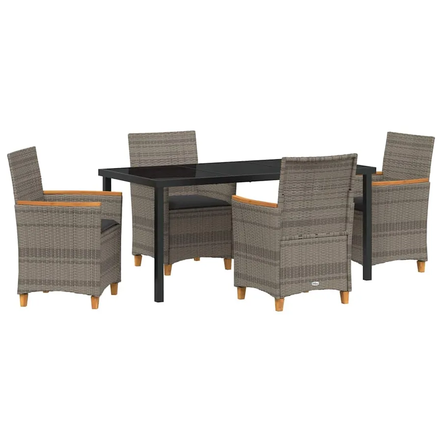 Ensemble de salle à manger pour jardin 5 pcs Gris polyrotin - 2