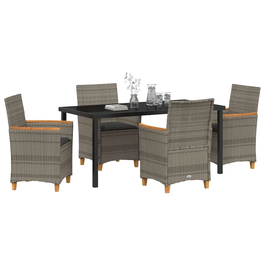 Ensemble de salle à manger pour jardin 5 pcs Gris polyrotin - 3
