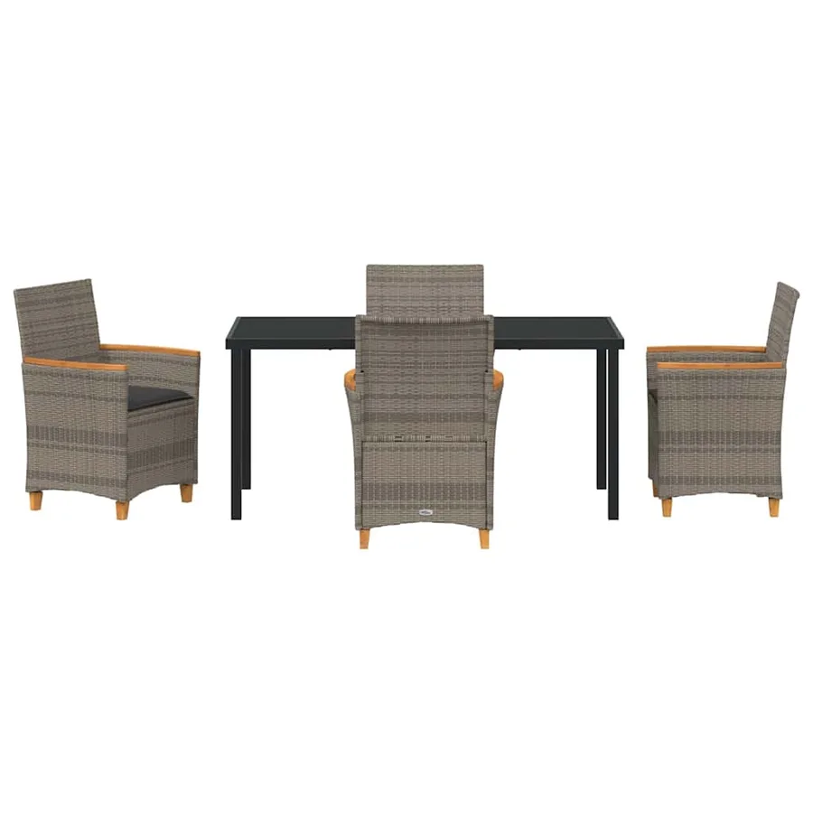 Ensemble de salle à manger pour jardin 5 pcs Gris polyrotin - 7