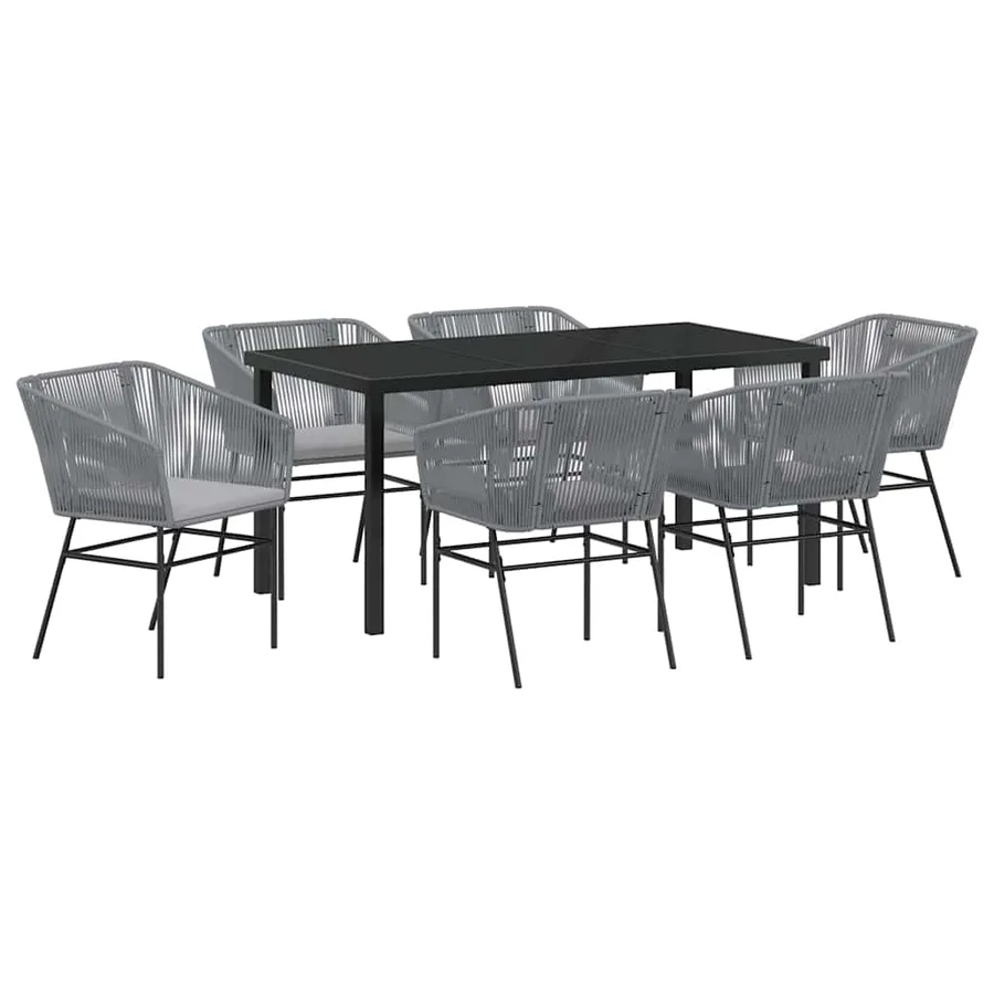 Ensemble de salle à manger pour jardin avec coussin 7 pcs Gris - 2