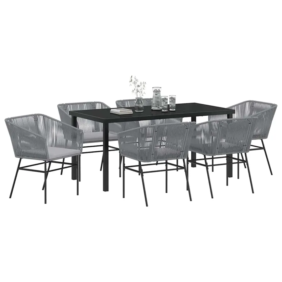 Ensemble de salle à manger pour jardin avec coussin 7 pcs Gris - 3
