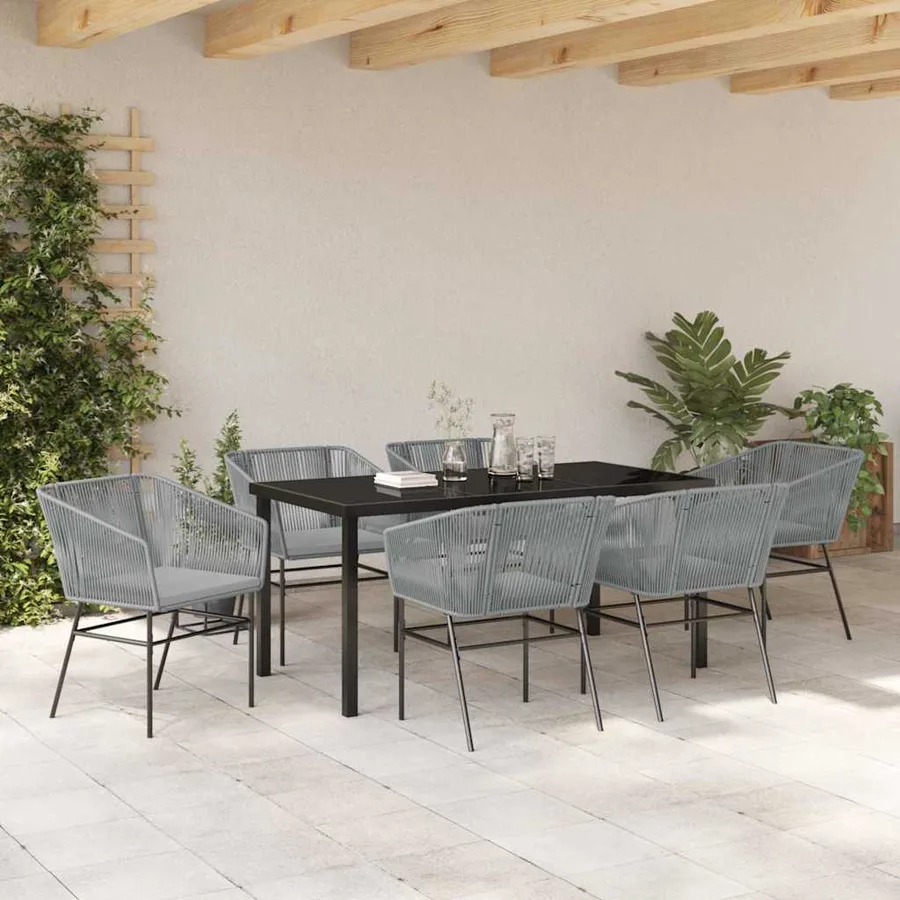 Ensemble de salle à manger pour jardin avec coussin 7 pcs Gris - 4