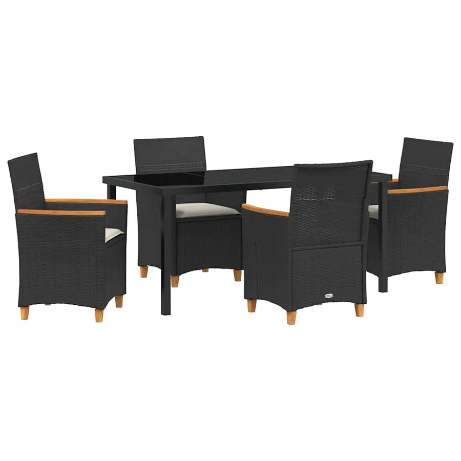 Ensemble de salle à manger pour jardin 5 pcs Noir polyrotin - 2