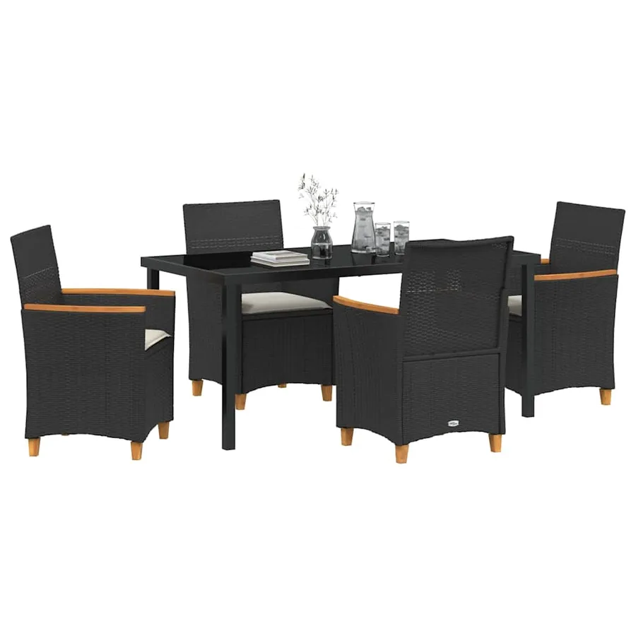 Ensemble de salle à manger pour jardin 5 pcs Noir polyrotin - 3