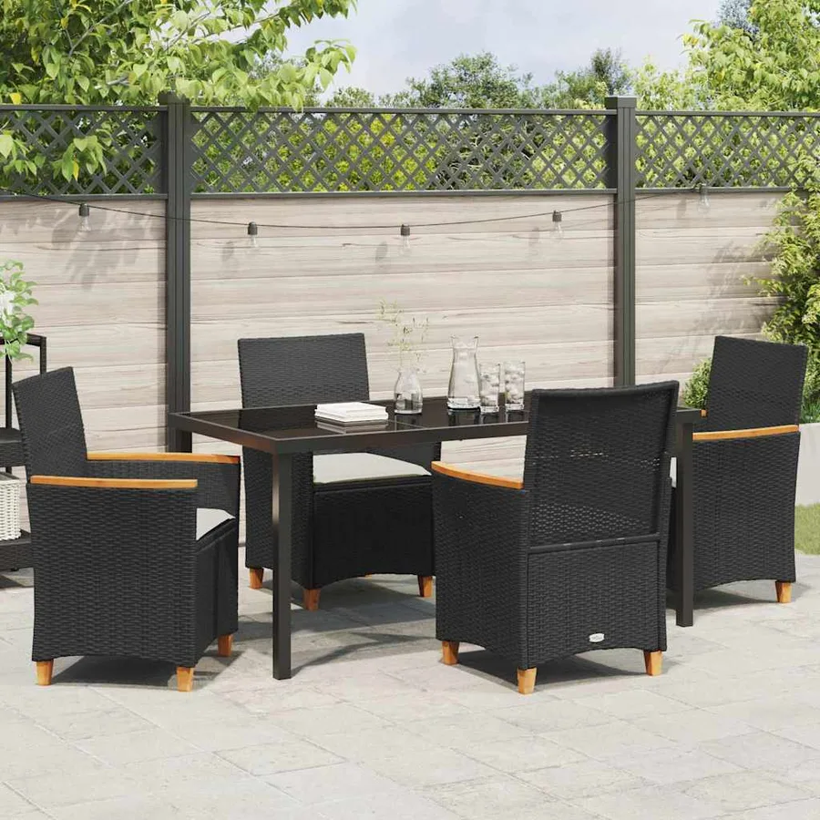 Ensemble de salle à manger pour jardin 5 pcs Noir polyrotin - 4