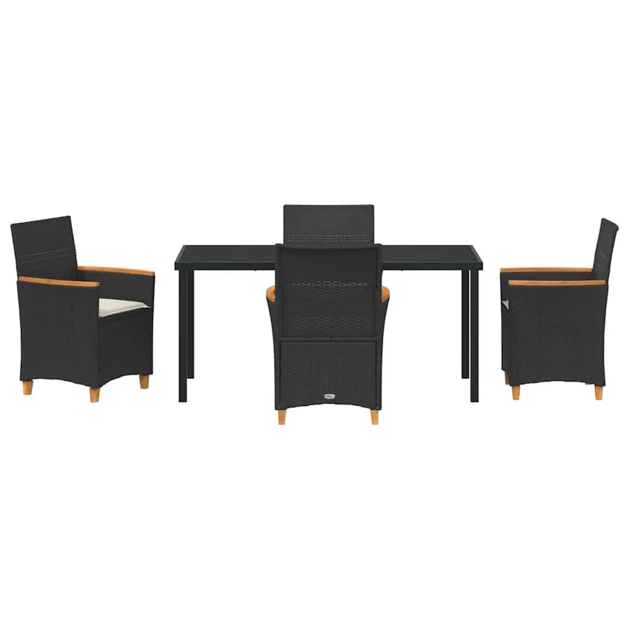 Ensemble de salle à manger pour jardin 5 pcs Noir polyrotin - 7