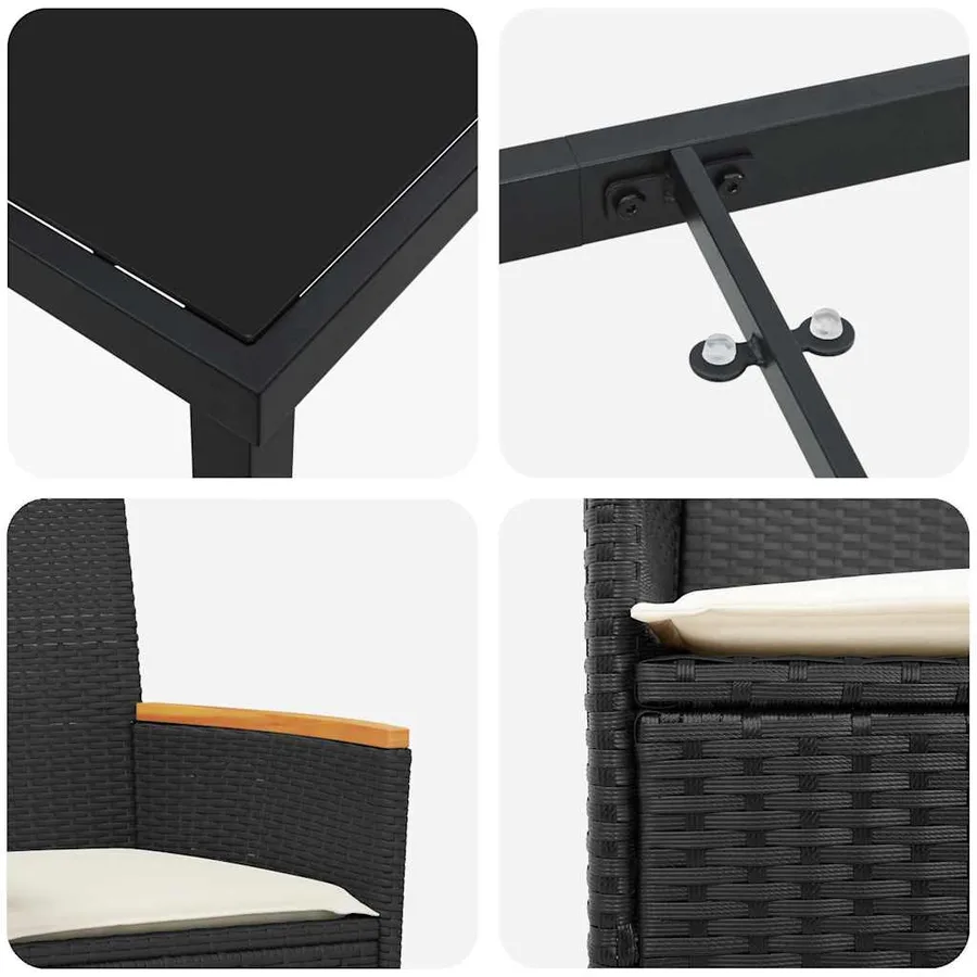 Ensemble de salle à manger pour jardin 5 pcs Noir polyrotin - 9