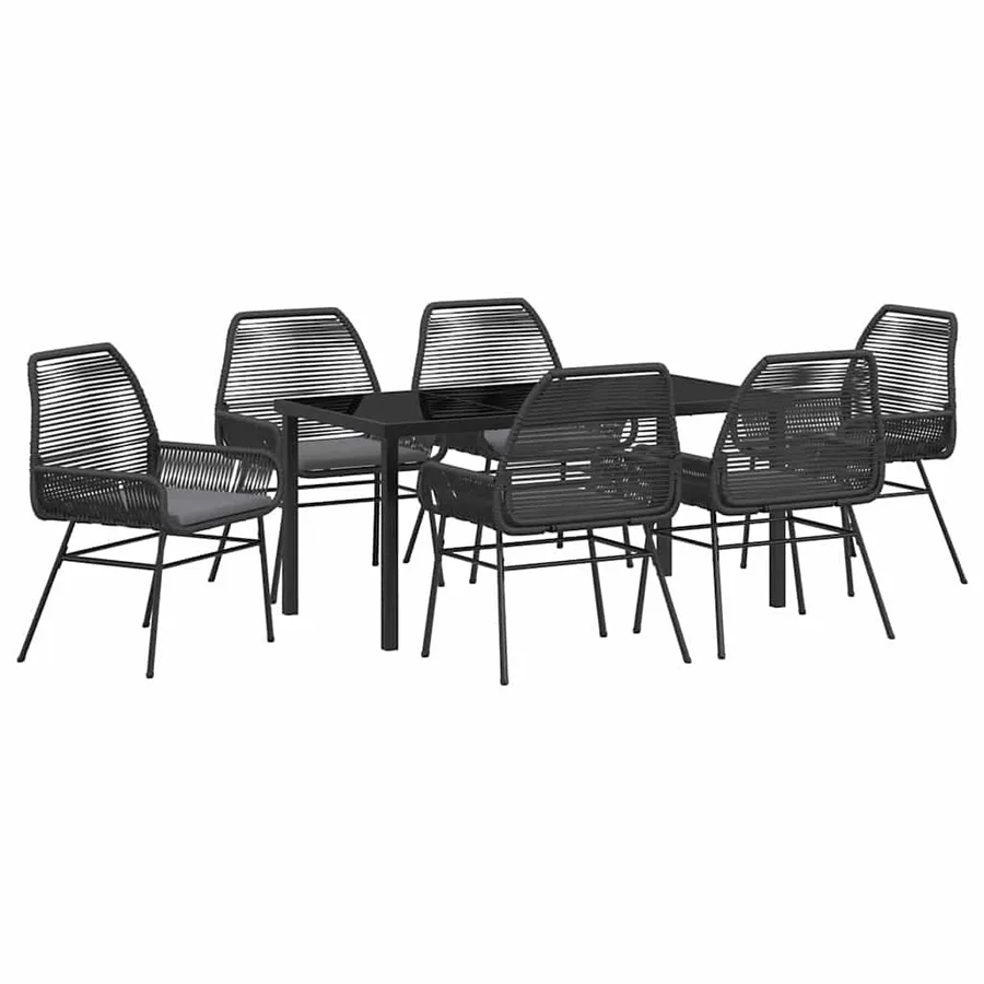 Ensemble de salle à manger pour jardin 7 pcs Noir polyrotin - 2