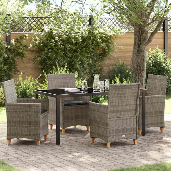 Ensemble de salle à manger pour jardin 5 pcs Gris polyrotin