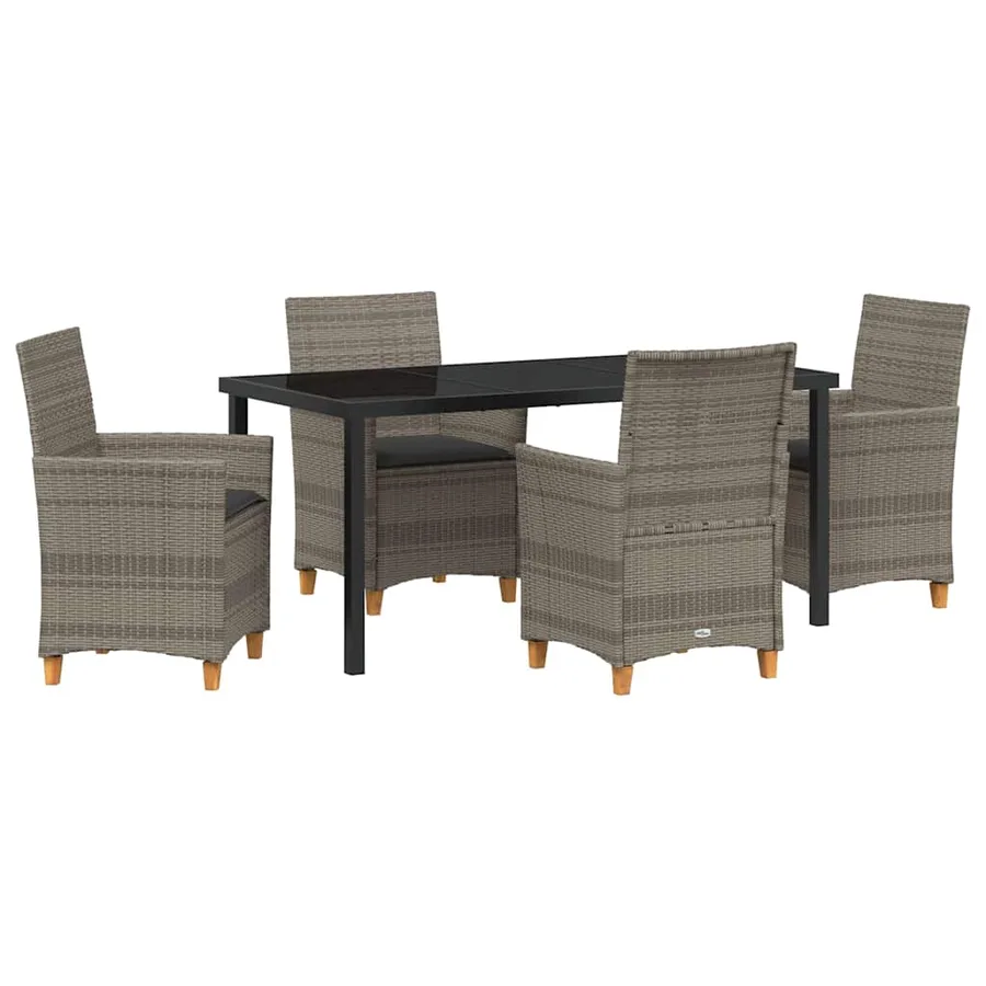 Ensemble de salle à manger pour jardin 5 pcs Gris polyrotin - 2