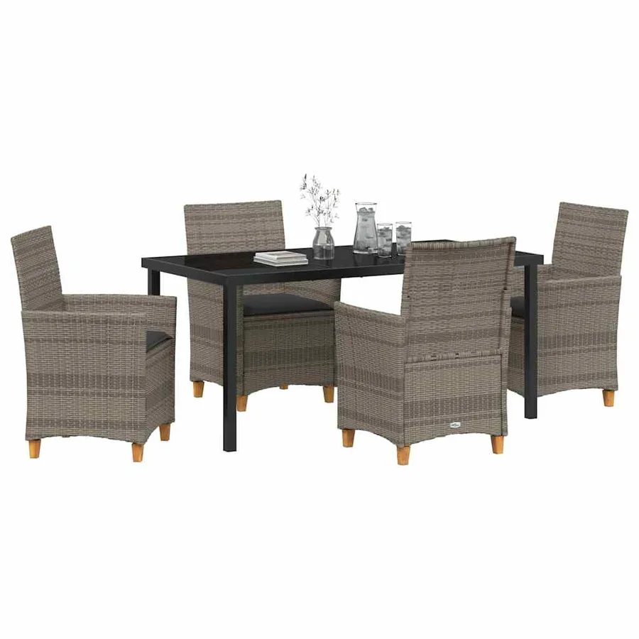 Ensemble de salle à manger pour jardin 5 pcs Gris polyrotin - 3
