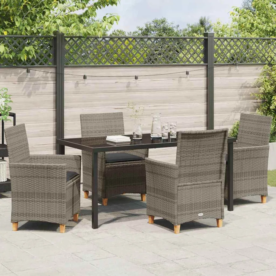 Ensemble de salle à manger pour jardin 5 pcs Gris polyrotin - 4