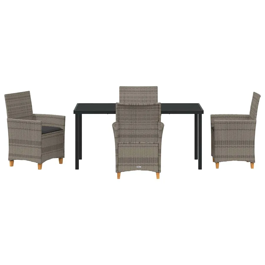 Ensemble de salle à manger pour jardin 5 pcs Gris polyrotin - 7