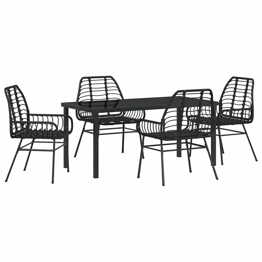 Ensemble de salle à manger pour jardin 5 pcs Noir polyrotin - 2
