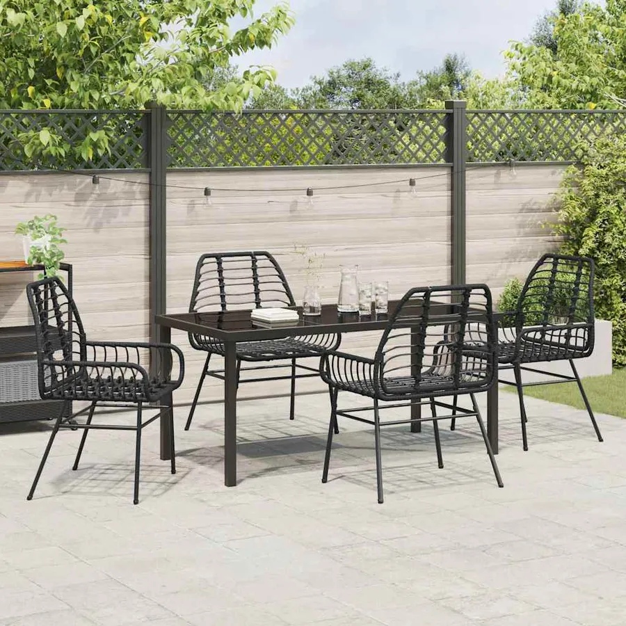 Ensemble de salle à manger pour jardin 5 pcs Noir polyrotin - 4