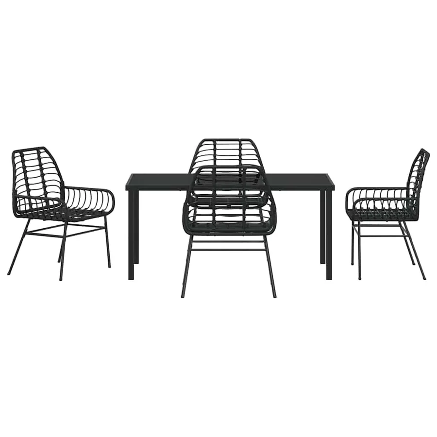 Ensemble de salle à manger pour jardin 5 pcs Noir polyrotin - 7