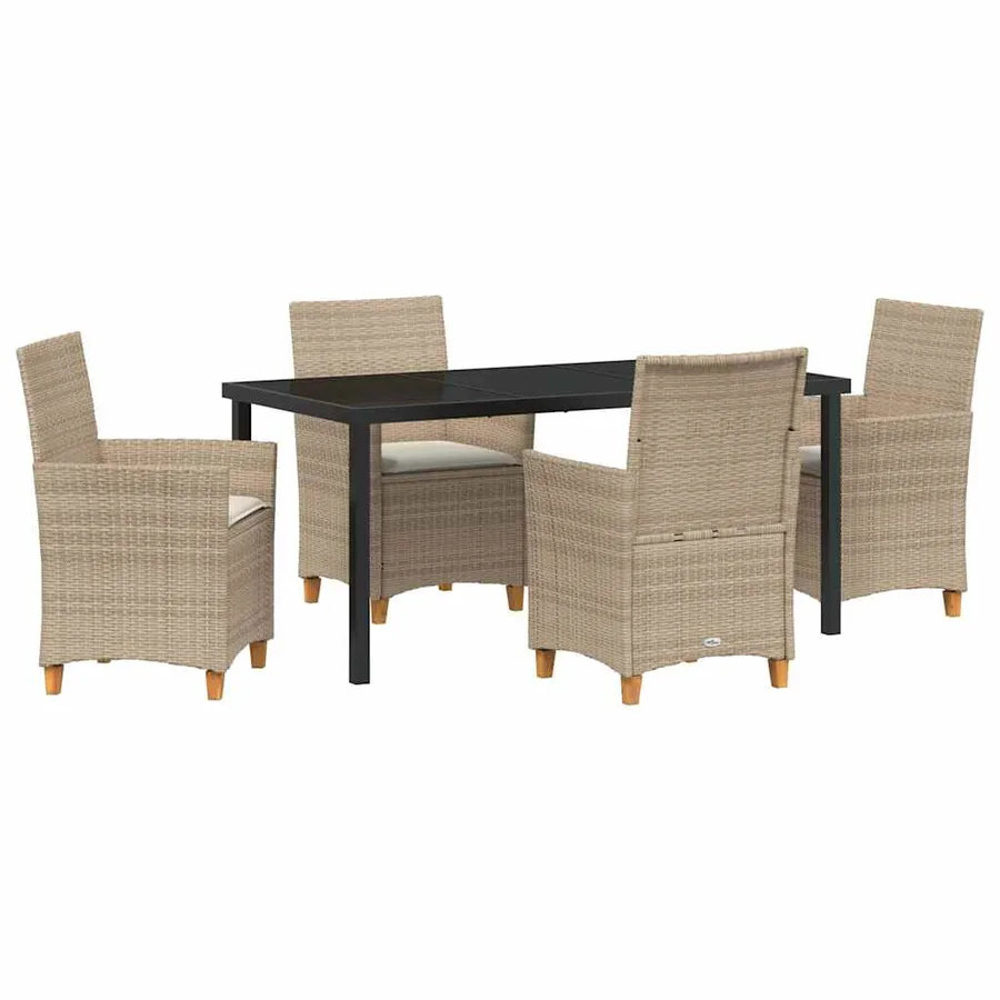 Ensemble de salle à manger pour jardin 5 pcs Beige polyrotin - 2