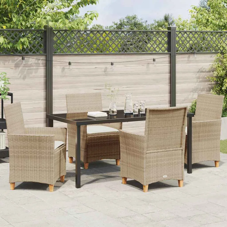 Ensemble de salle à manger pour jardin 5 pcs Beige polyrotin - 4