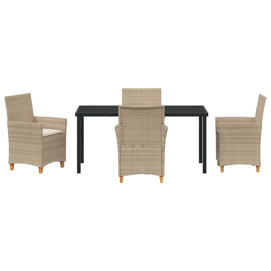 Ensemble de salle à manger pour jardin 5 pcs Beige polyrotin - 7