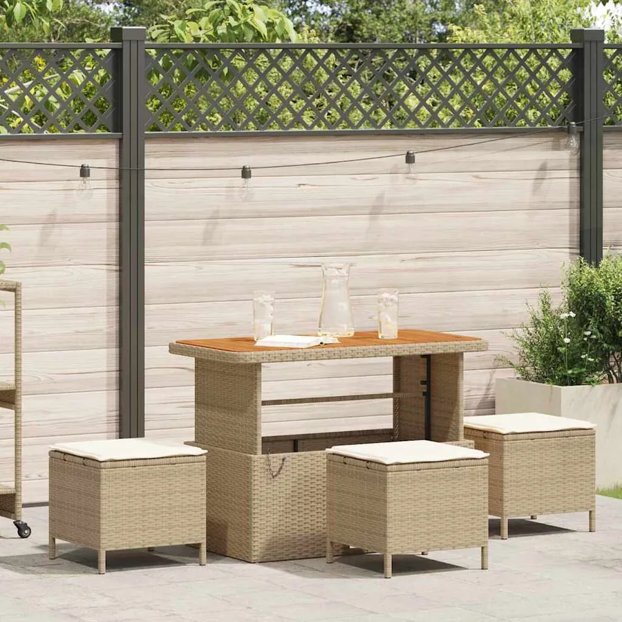 Ensemble de salle à manger pour jardin Beige polyrotin