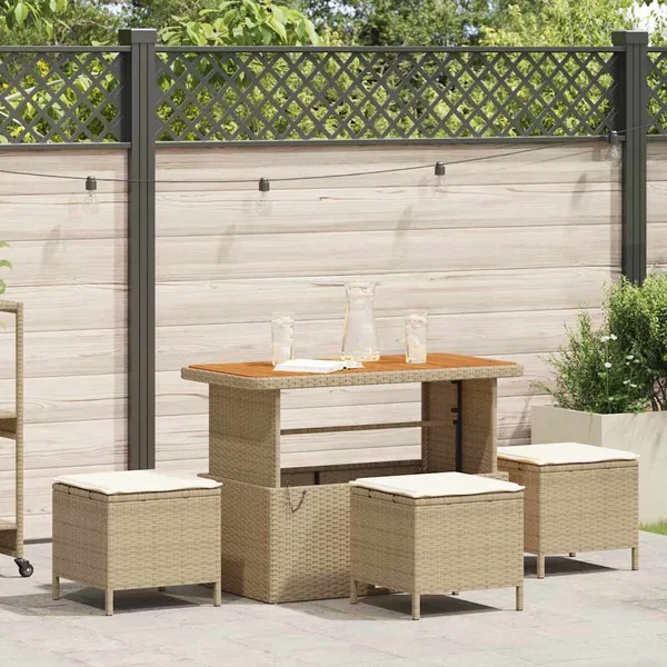 Ensemble de salle à manger pour jardin Beige polyrotin
